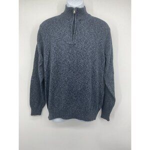 Craft & Barrow Gray Half-Zip Pullover Sweater Mens L Cotton Blend Ribbed Cuffs &